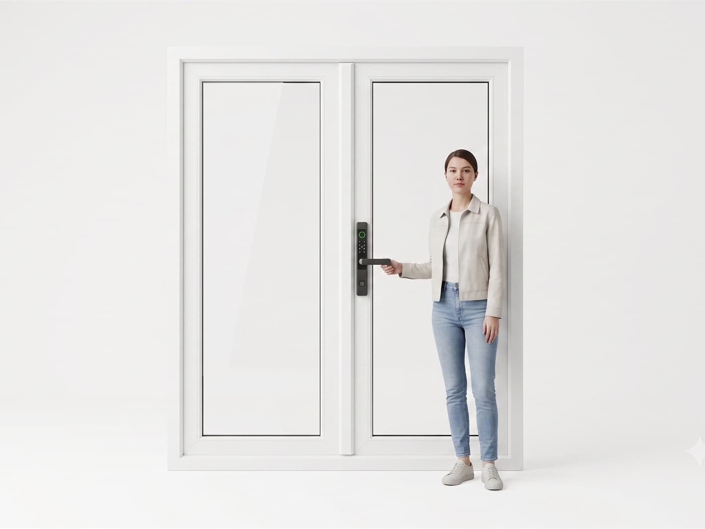 Cerradura Biométrica PROIN — control de acceso en una puerta de aluminio